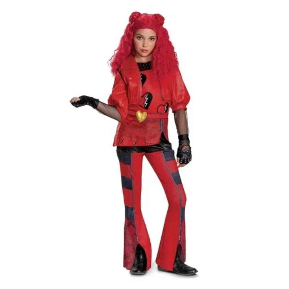 NEW Red Descendants Halloween Costume Disney Small 4-6X Jacket Pants Glovettes